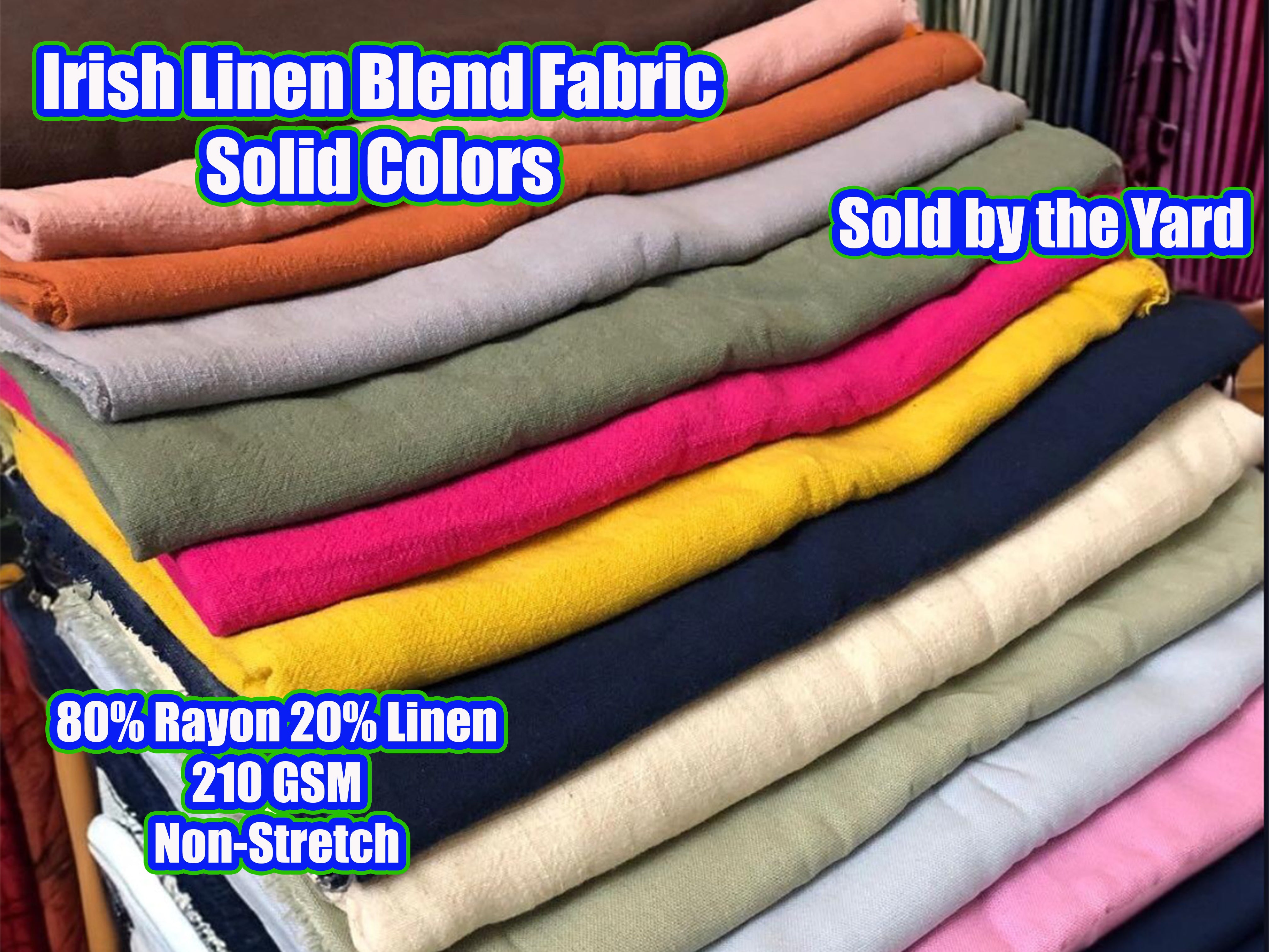 Rayon-Linen Solid Color Collection –Vibrant Colors, 54″ Wide, ~210 GSM ...