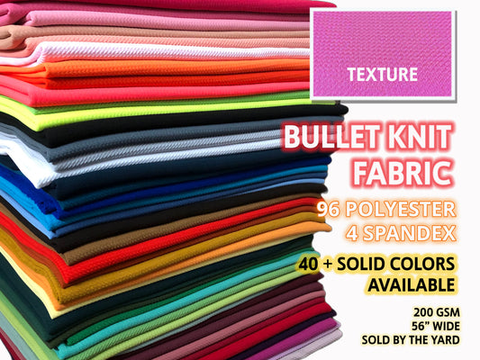 Bullet Knit Fabric – Solid Colors, Great Selection of Colors, 56″ Wide, Sold by the Yard