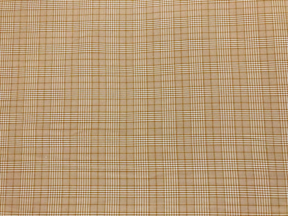 Stretch Gabardine – Golden Sand Windowpane Plaid (Camel/Taupe & Cream) – 2-Way Stretch, 180 GSM, 58" Wide – By the Yard (GBKPR01)