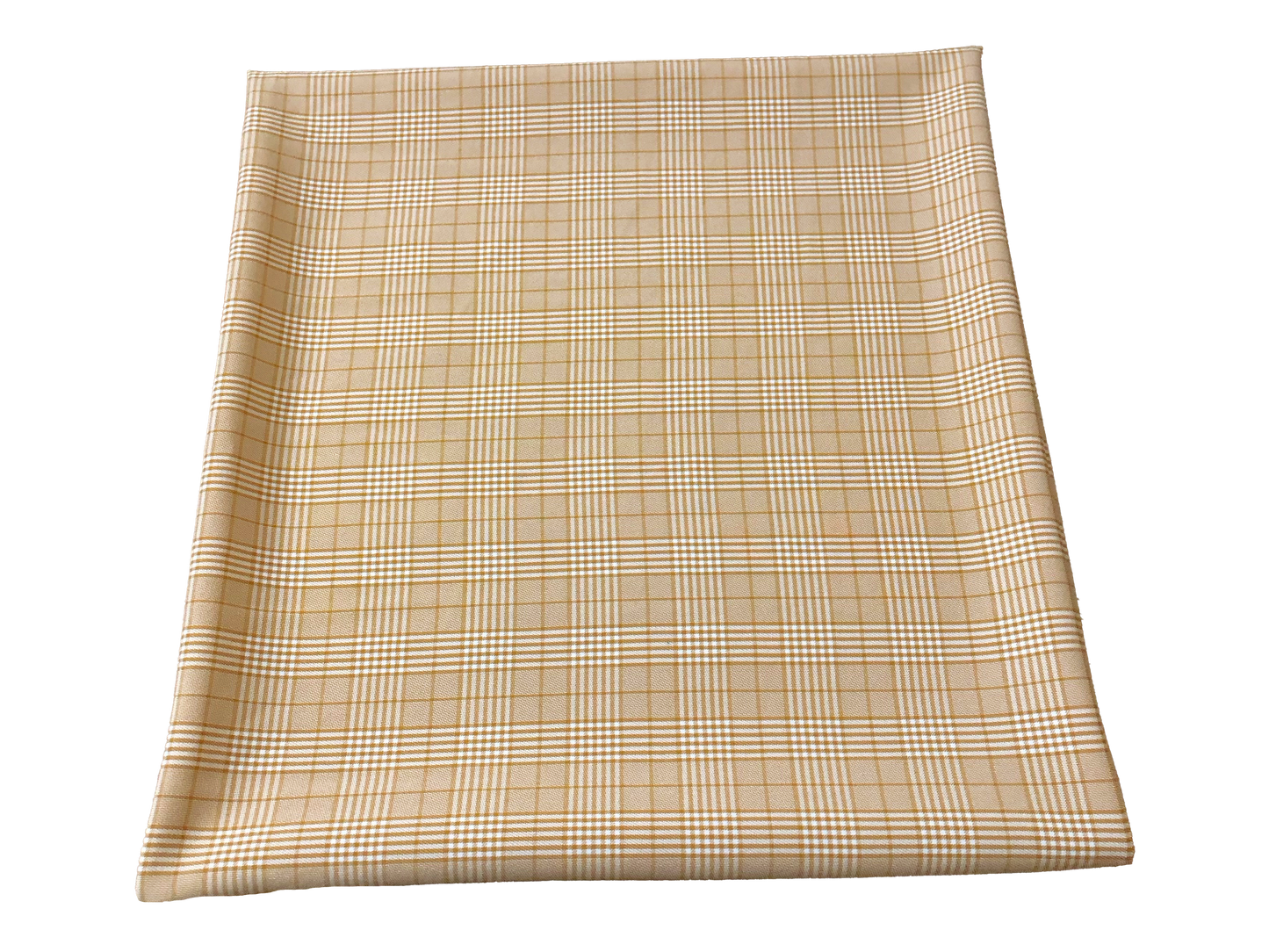 Stretch Gabardine – Golden Sand Windowpane Plaid (Camel/Taupe & Cream) – 2-Way Stretch, 180 GSM, 58" Wide – By the Yard (GBKPR01)