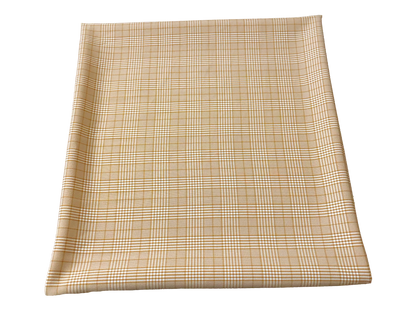 Stretch Gabardine – Golden Sand Windowpane Plaid (Camel/Taupe & Cream) – 2-Way Stretch, 180 GSM, 58" Wide – By the Yard (GBKPR01)