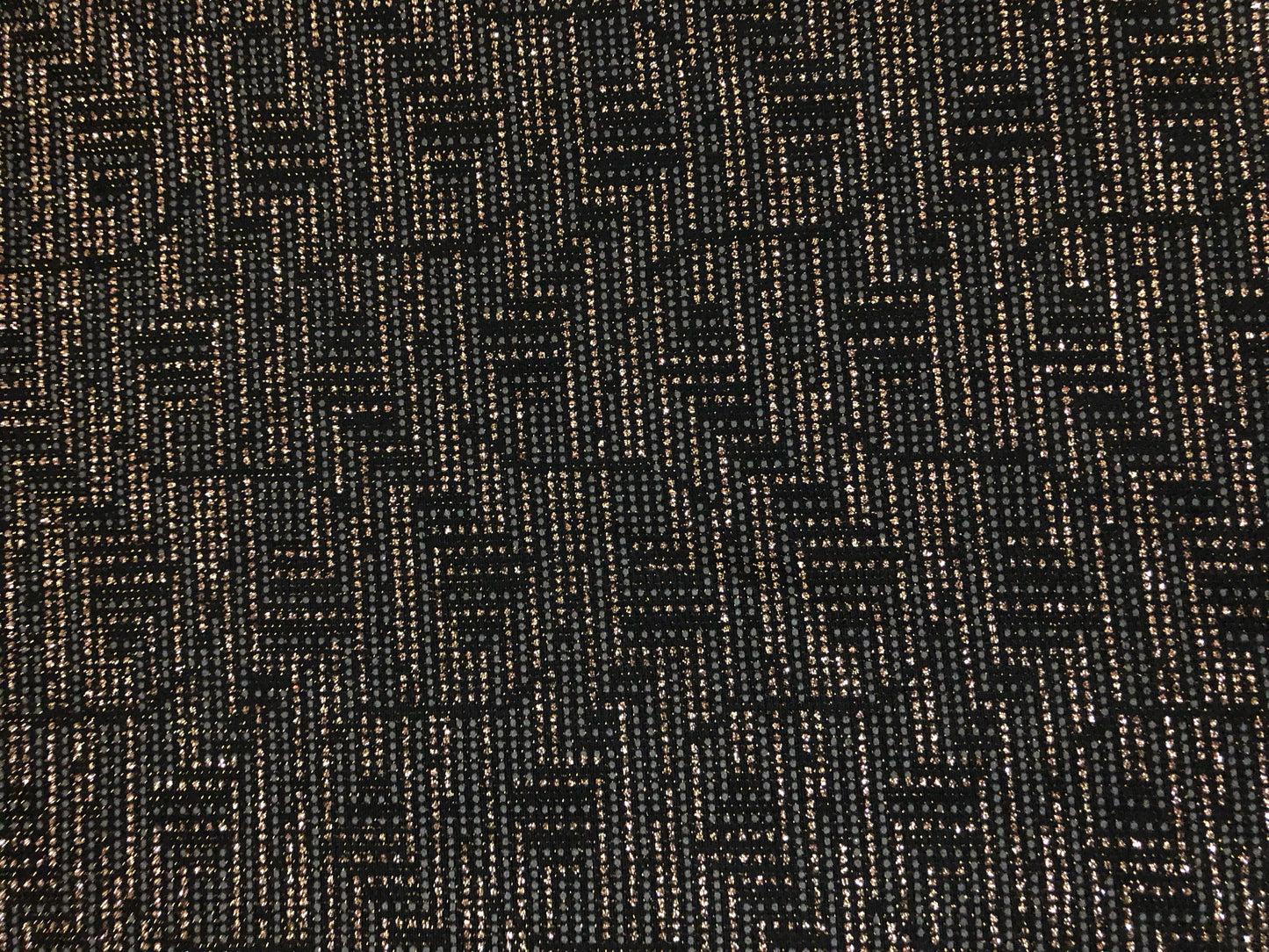Premium Black & Gold Lurex Knit Fabric – Metallic Geometric Maze, 4 Way Stretch, 58” Wide, Sold by the Yard (SASC06)