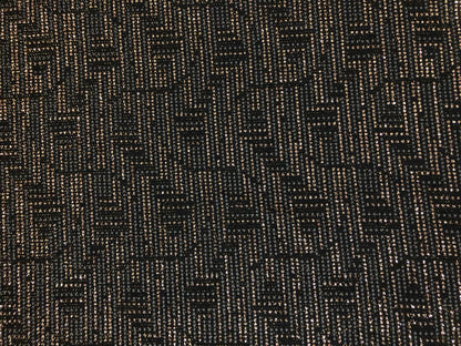Premium Black & Gold Lurex Knit Fabric – Metallic Geometric Maze, 4 Way Stretch, 58” Wide, Sold by the Yard (SASC06)