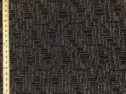 Premium Black & Gold Lurex Knit Fabric – Metallic Geometric Maze, 4 Way Stretch, 58” Wide, Sold by the Yard (SASC06)