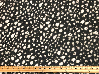 Brushed Hacci Knit Fabric – Black/Ivory Midnight Dalmatian Speckles – Animal Print – 4-Way Stretch, 58” Wide – By the Yard (HBPR046)