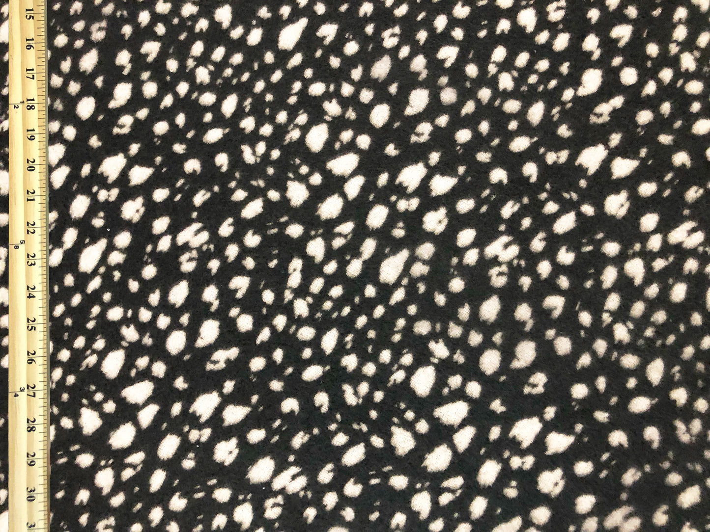 Brushed Hacci Knit Fabric – Black/Ivory Midnight Dalmatian Speckles – Animal Print – 4-Way Stretch, 58” Wide – By the Yard (HBPR046)