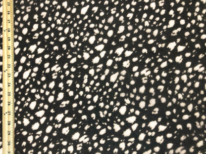 Brushed Hacci Knit Fabric – Black/Ivory Midnight Dalmatian Speckles – Animal Print – 4-Way Stretch, 58” Wide – By the Yard (HBPR046)