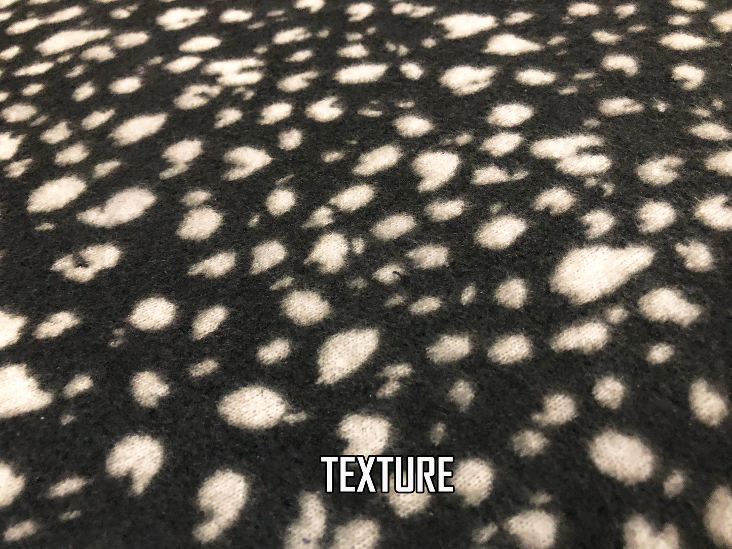 Brushed Hacci Knit Fabric – Black/Ivory Midnight Dalmatian Speckles – Animal Print – 4-Way Stretch, 58” Wide – By the Yard (HBPR046)