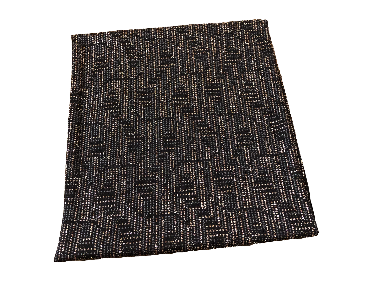 Premium Black & Gold Lurex Knit Fabric – Metallic Geometric Maze, 4 Way Stretch, 58” Wide, Sold by the Yard (SASC06)
