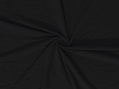 Premium French Terry Knit Fabric — Black Solid — Soft Loopback, 2-Way Stretch, 58" Wide, 210 GSM — Sold by the Yard (210FTSC02)
