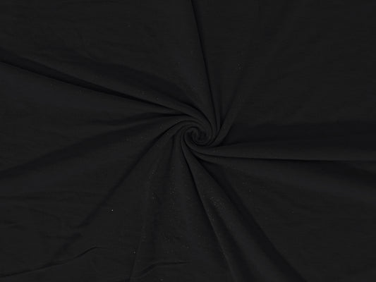 Premium French Terry Knit Fabric — Black Solid — Soft Loopback, 2-Way Stretch, 58" Wide, 210 GSM — Sold by the Yard (210FTSC02)