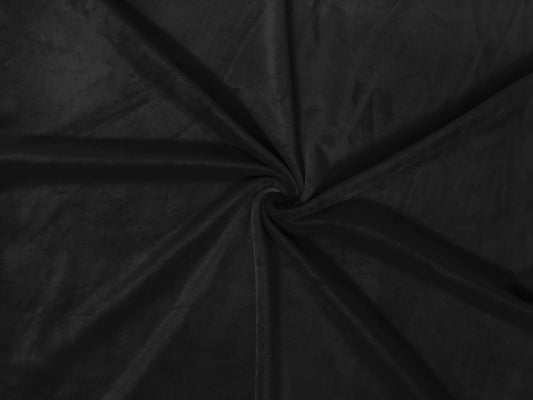 Micro Velour Knit – Black – Ultra-Soft Peach-Skin Plush, Low-Sheen Luxe, 4-Way Stretch, 65" Extra-Wide – Sold by the Yard (MCVC01)