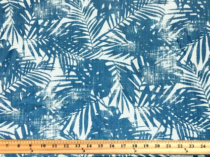 100% Cotton 6 oz Chambray – Coastal Blue Palms – Breathable Midweight, 58" Wide | Sold by the Yard (CHDPR01)