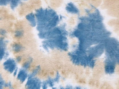 Brushed Hacci Knit Fabric – Blue & Sand Cloud Tie Dye – 4-Way Stretch, 58” Wide – By the Yard (HBPR048)