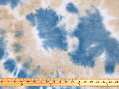 Brushed Hacci Knit Fabric – Blue & Sand Cloud Tie Dye – 4-Way Stretch, 58” Wide – By the Yard (HBPR048)