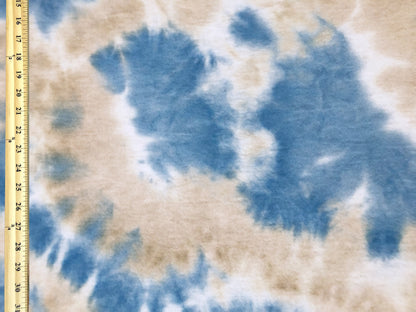 Brushed Hacci Knit Fabric – Blue & Sand Cloud Tie Dye – 4-Way Stretch, 58” Wide – By the Yard (HBPR048)