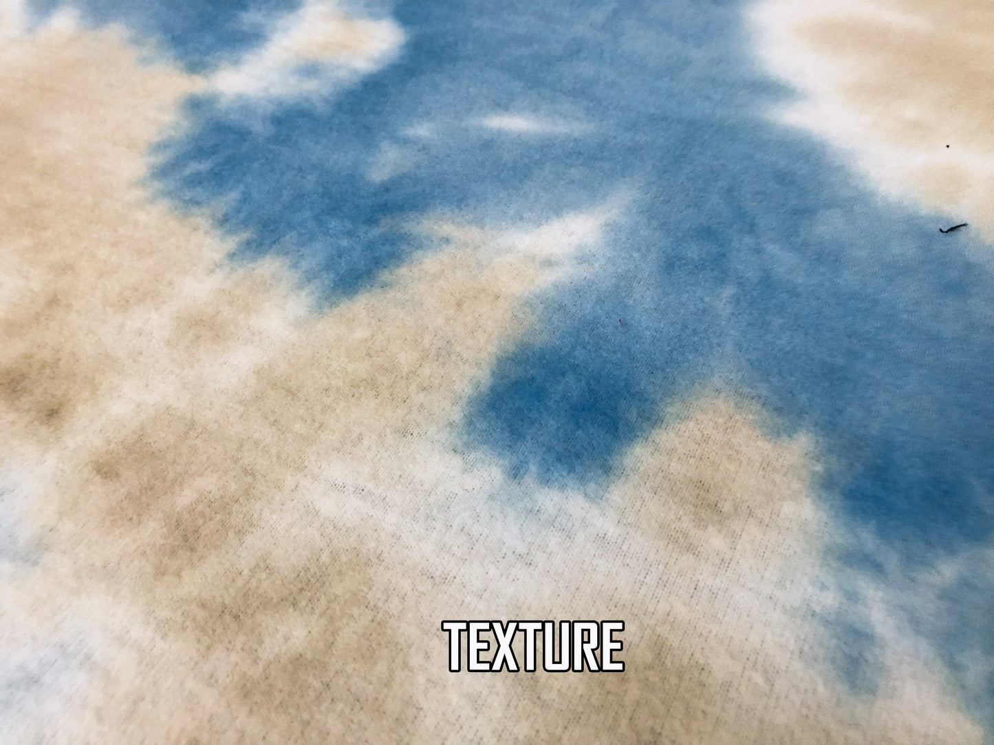 Brushed Hacci Knit Fabric – Blue & Sand Cloud Tie Dye – 4-Way Stretch, 58” Wide – By the Yard (HBPR048)