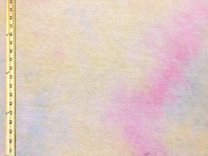 Brushed Hacci Knit Fabric – Blush Pink/Yellow/Blue Cotton Candy Cloud Tie Dye – 4-Way Stretch, 58" Wide – By the Yard (HBPR047)