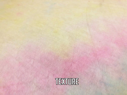 Brushed Hacci Knit Fabric – Blush Pink/Yellow/Blue Cotton Candy Cloud Tie Dye – 4-Way Stretch, 58" Wide – By the Yard (HBPR047)