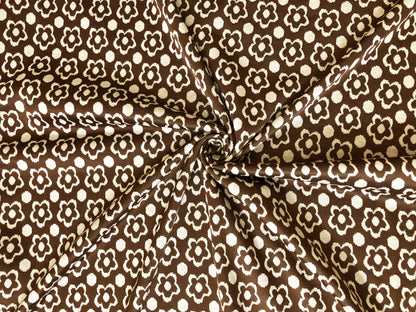 Jacquard Knit Fabric – Brown Daisy Dot – 2-Way Stretch, 240 GSM, 58" Wide – Sold by the Yard (JQKPR01)