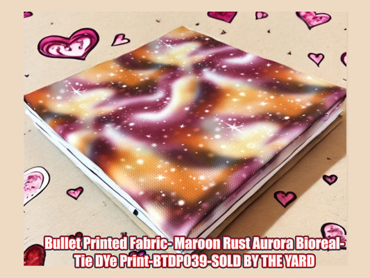 Bullet Knit Printed Fabric-Maroon Rust Aurora Boreal Tie Dye-BTDPR039-Sold by the Yard