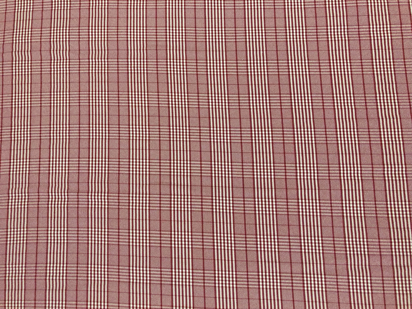 Stretch Gabardine – Red Windowpane Plaid (Burgundy/Red & Cream) – 2-Way Stretch, 180 GSM, 58" Wide – By the Yard (GBKPR02)