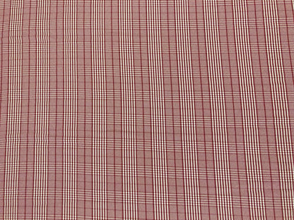 Stretch Gabardine – Red Windowpane Plaid (Burgundy/Red & Cream) – 2-Way Stretch, 180 GSM, 58" Wide – By the Yard (GBKPR02)