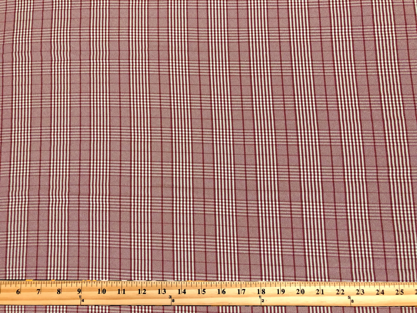 Stretch Gabardine – Red Windowpane Plaid (Burgundy/Red & Cream) – 2-Way Stretch, 180 GSM, 58" Wide – By the Yard (GBKPR02)
