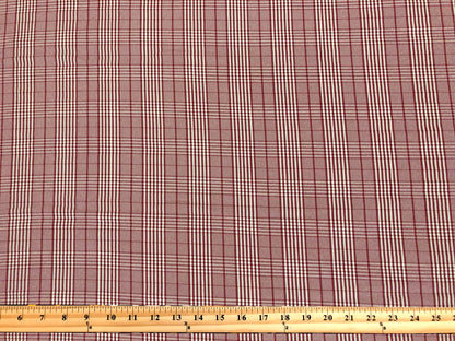 Stretch Gabardine – Red Windowpane Plaid (Burgundy/Red & Cream) – 2-Way Stretch, 180 GSM, 58" Wide – By the Yard (GBKPR02)