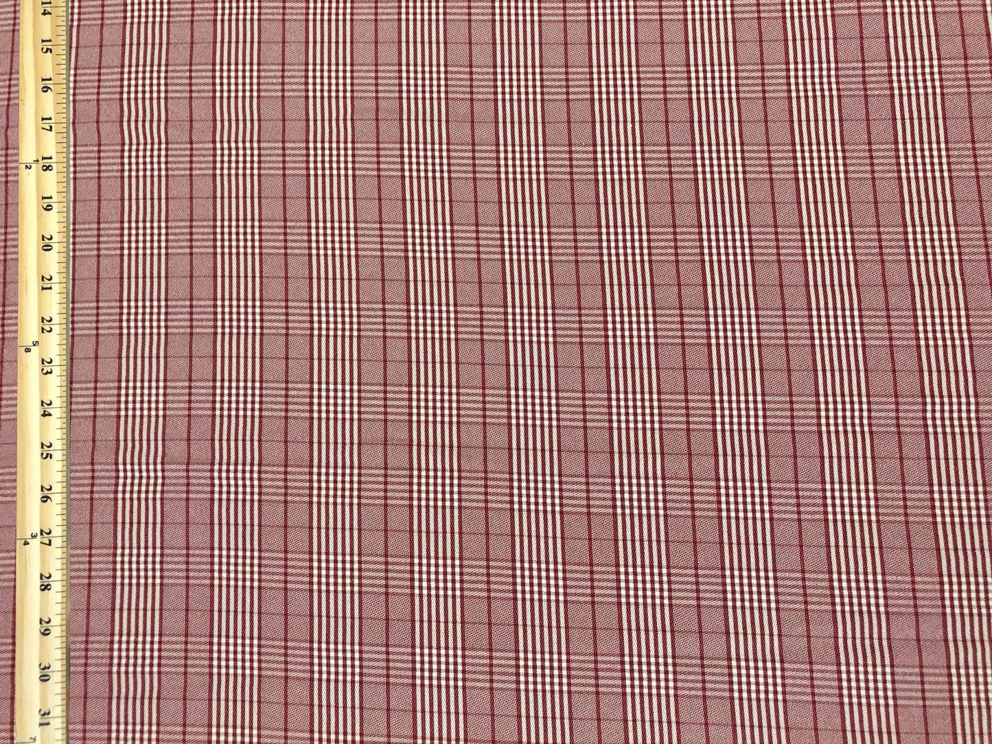 Stretch Gabardine – Red Windowpane Plaid (Burgundy/Red & Cream) – 2-Way Stretch, 180 GSM, 58" Wide – By the Yard (GBKPR02)