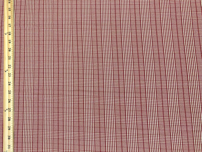 Stretch Gabardine – Red Windowpane Plaid (Burgundy/Red & Cream) – 2-Way Stretch, 180 GSM, 58" Wide – By the Yard (GBKPR02)