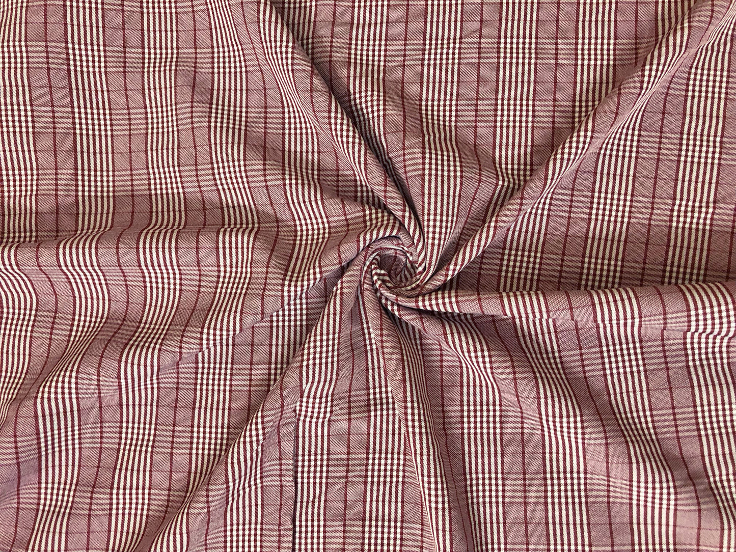 Stretch Gabardine – Red Windowpane Plaid (Burgundy/Red & Cream) – 2-Way Stretch, 180 GSM, 58" Wide – By the Yard (GBKPR02)