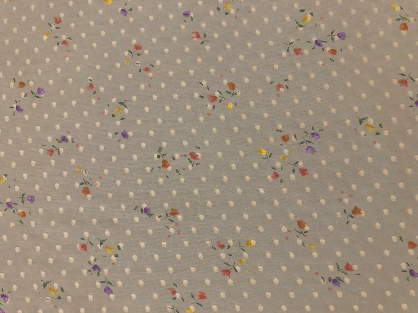 Chiffon Swiss Dot Printed Fabric-Beige Purple Orange 1/2" Flowers-CFPR001-Sold by the Yard