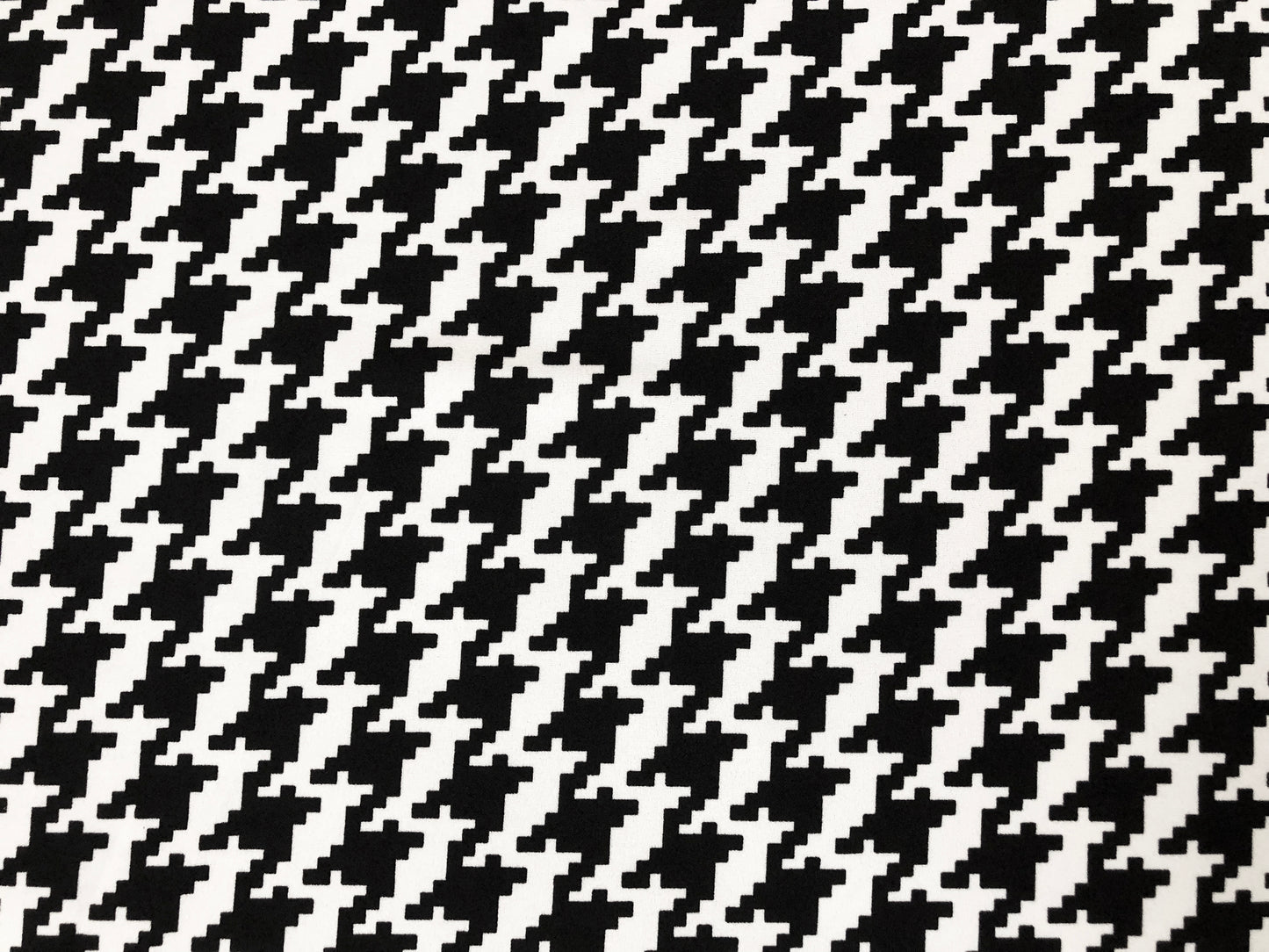 Techno Crepe Printed Fabric-Black White Houndstooth-TCRP082-Sold by the Yard