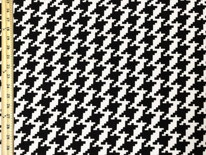 Techno Crepe Printed Fabric-Black White Houndstooth-TCRP082-Sold by the Yard