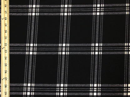 Techno Crepe Printed Fabric-Black White Plaid-TCRP067-Sold by the Yard