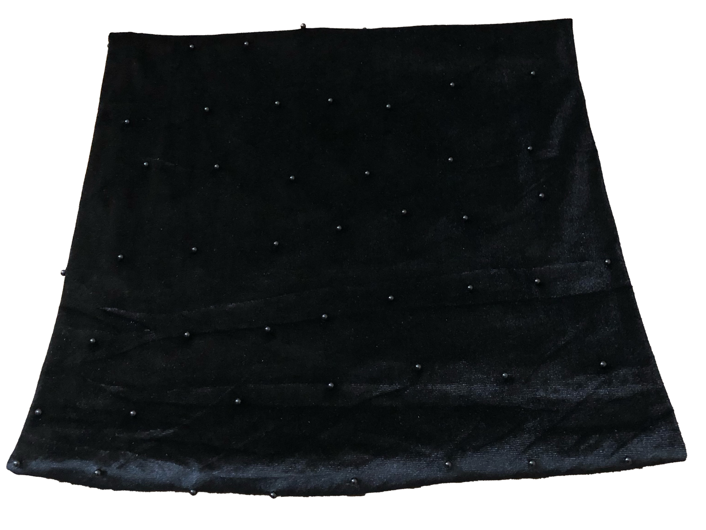 Premium Black Studded Velvet Fabric – Pearl Dots, Plush Drape, 2-Way Stretch, 58" Wide | Sold by the Yard (VPLC01)