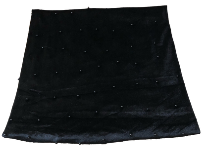 Premium Black Studded Velvet Fabric – Pearl Dots, Plush Drape, 2-Way Stretch, 58" Wide | Sold by the Yard (VPLC01)