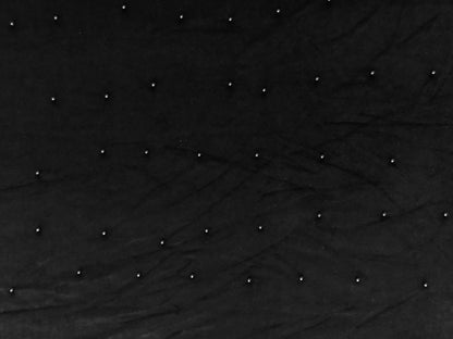 Premium Black Studded Velvet Fabric – Pearl Dots, Plush Drape, 2-Way Stretch, 58" Wide | Sold by the Yard (VPLC01)