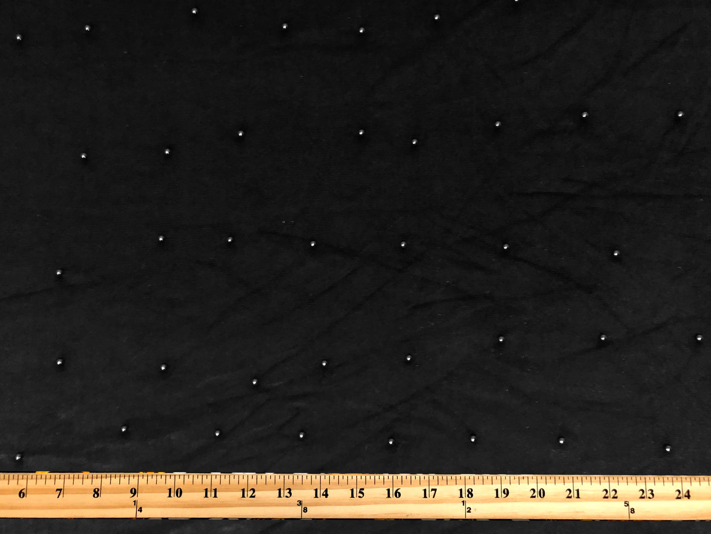 Premium Black Studded Velvet Fabric – Pearl Dots, Plush Drape, 2-Way Stretch, 58" Wide | Sold by the Yard (VPLC01)