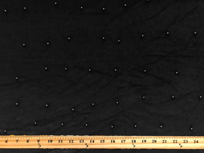 Premium Black Studded Velvet Fabric – Pearl Dots, Plush Drape, 2-Way Stretch, 58" Wide | Sold by the Yard (VPLC01)