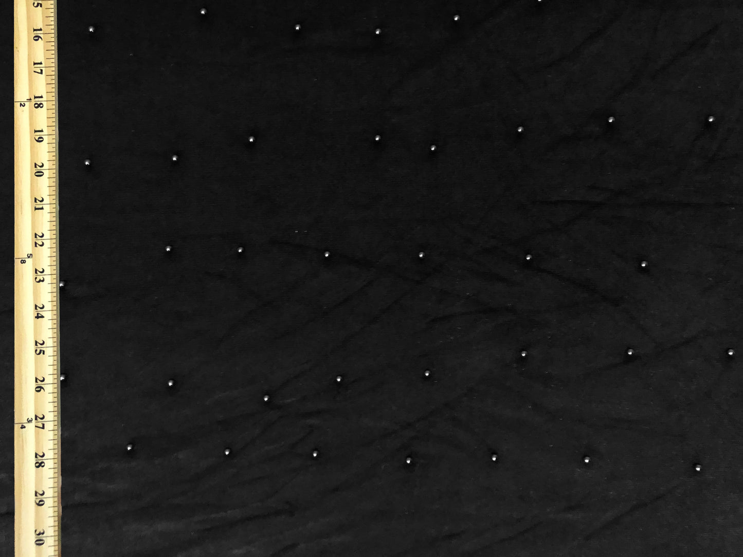 Premium Black Studded Velvet Fabric – Pearl Dots, Plush Drape, 2-Way Stretch, 58" Wide | Sold by the Yard (VPLC01)