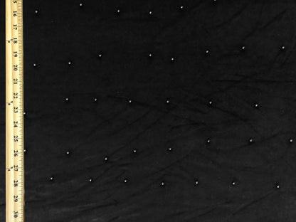 Premium Black Studded Velvet Fabric – Pearl Dots, Plush Drape, 2-Way Stretch, 58" Wide | Sold by the Yard (VPLC01)