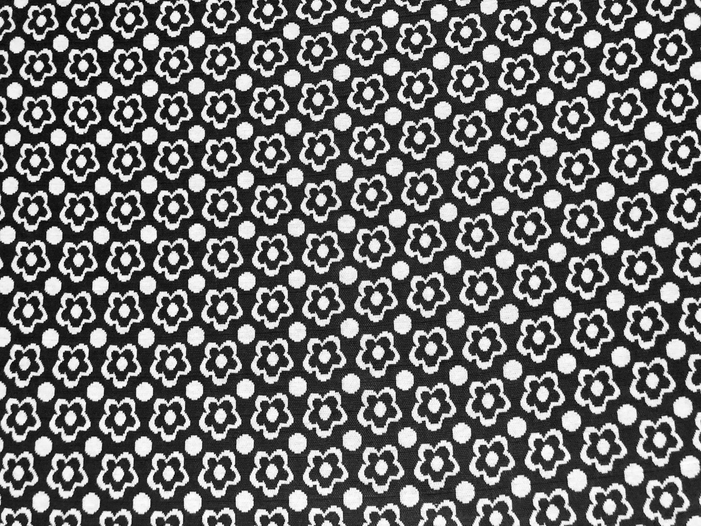 Jacquard Knit Fabric – Charcoal Daisy Dot – 2-Way Stretch, 240 GSM, 58" Wide – Sold by the Yard (JQKPR04)