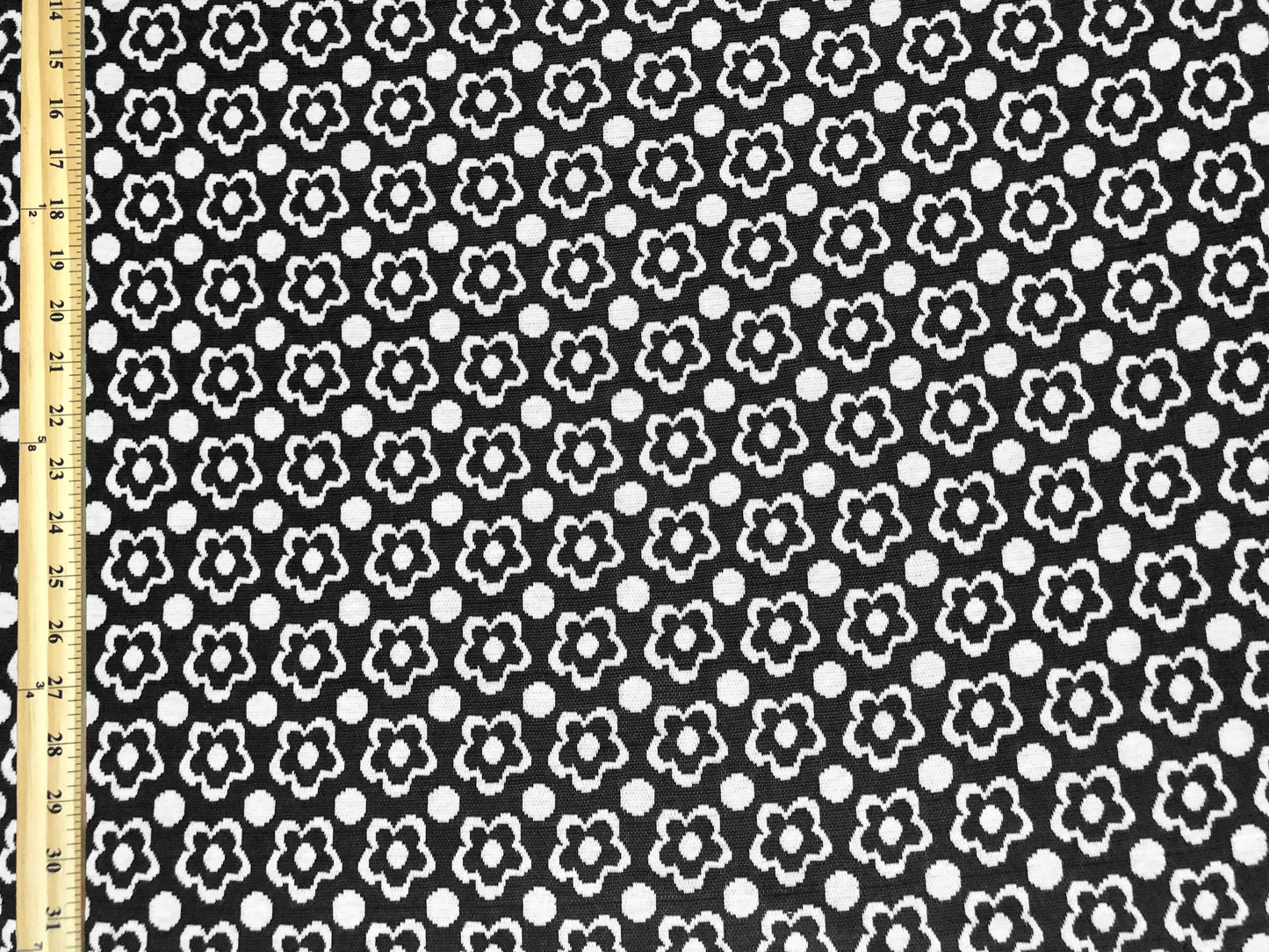 Jacquard Knit Fabric – Charcoal Daisy Dot – 2-Way Stretch, 240 GSM, 58" Wide – Sold by the Yard (JQKPR04)