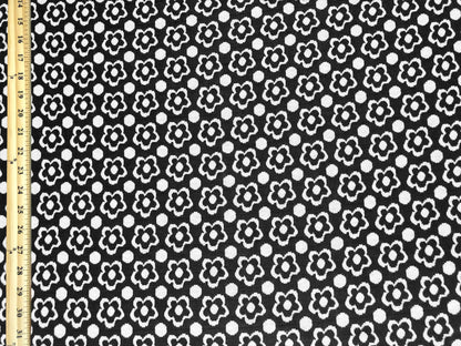 Jacquard Knit Fabric – Charcoal Daisy Dot – 2-Way Stretch, 240 GSM, 58" Wide – Sold by the Yard (JQKPR04)