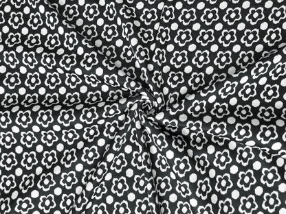 Jacquard Knit Fabric – Charcoal Daisy Dot – 2-Way Stretch, 240 GSM, 58" Wide – Sold by the Yard (JQKPR04)
