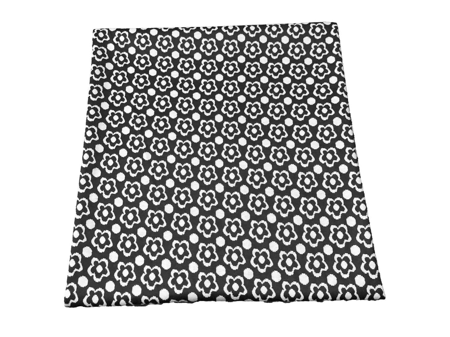 Jacquard Knit Fabric – Charcoal Daisy Dot – 2-Way Stretch, 240 GSM, 58" Wide – Sold by the Yard (JQKPR04)