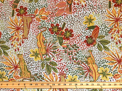 Premium Charmeuse Satin Fabric — Tropical Safari Jungle Wildlife — 58" Wide, 100% Polyester (Non-Stretch) — By the Yard (SCPR02)