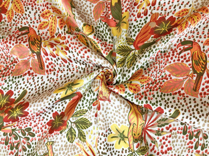 Premium Charmeuse Satin Fabric — Tropical Safari Jungle Wildlife — 58" Wide, 100% Polyester (Non-Stretch) — By the Yard (SCPR02)